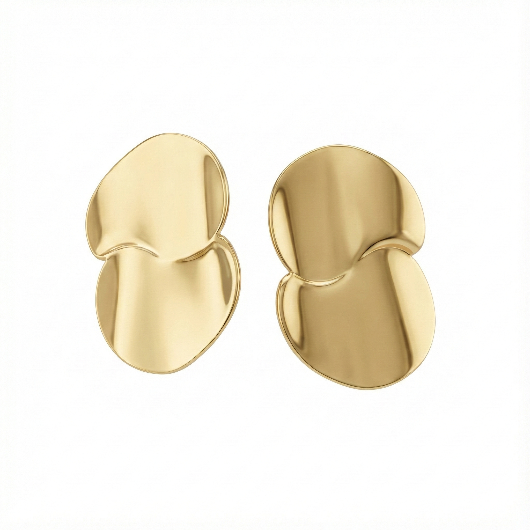 Boucles d’oreilles sculpturales organiques en acier inoxydable doré